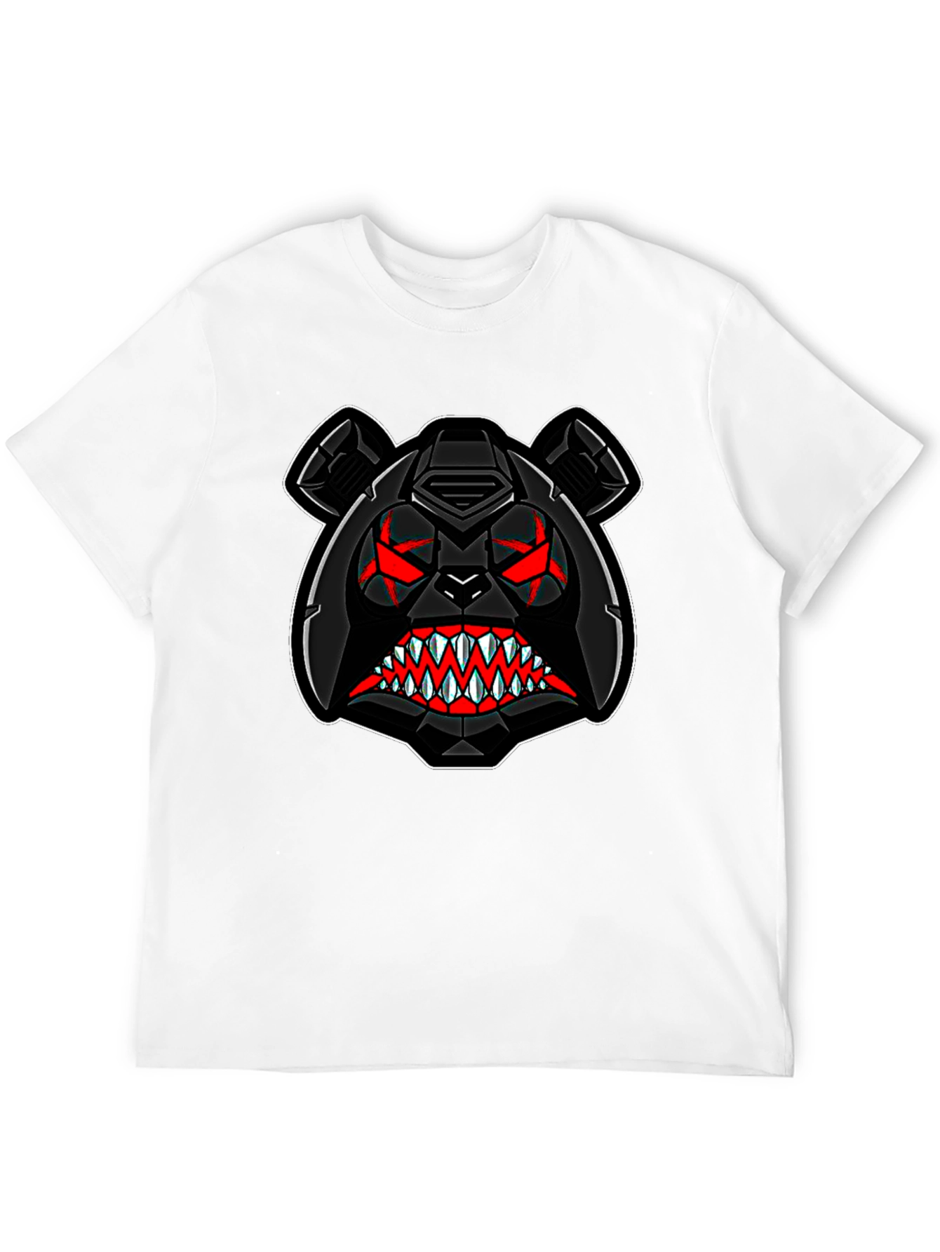 Mens Black T-Shirt with Aggressive Bear Graphic