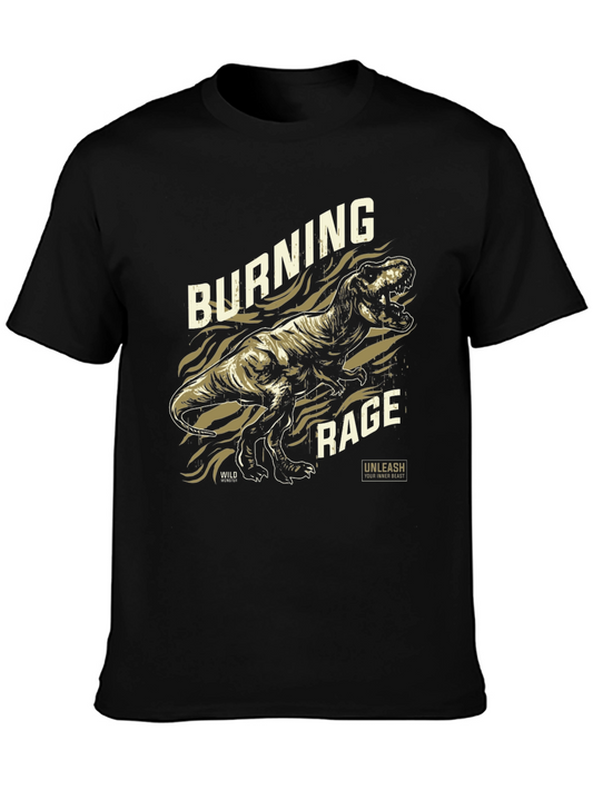 Burning Rage Dinosaur Graphic T-Shirt