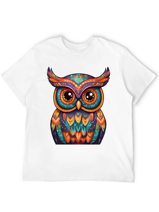 Colorful Owl Graphic Tee - Unique Artistic Design