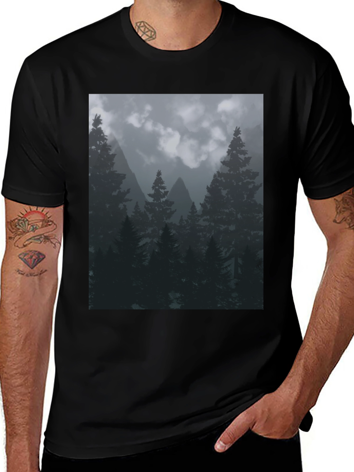Nature Forest T-Shirt Black