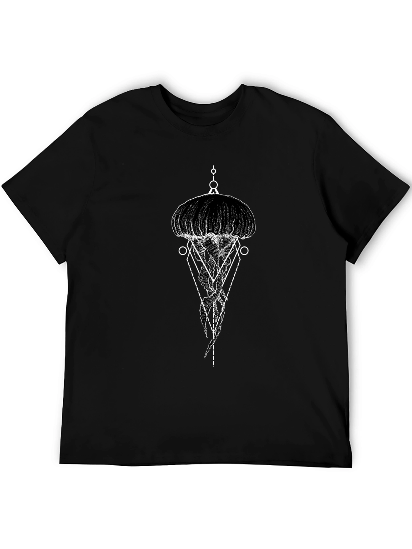 Geometric Jellyfish Graphic Tee - Black