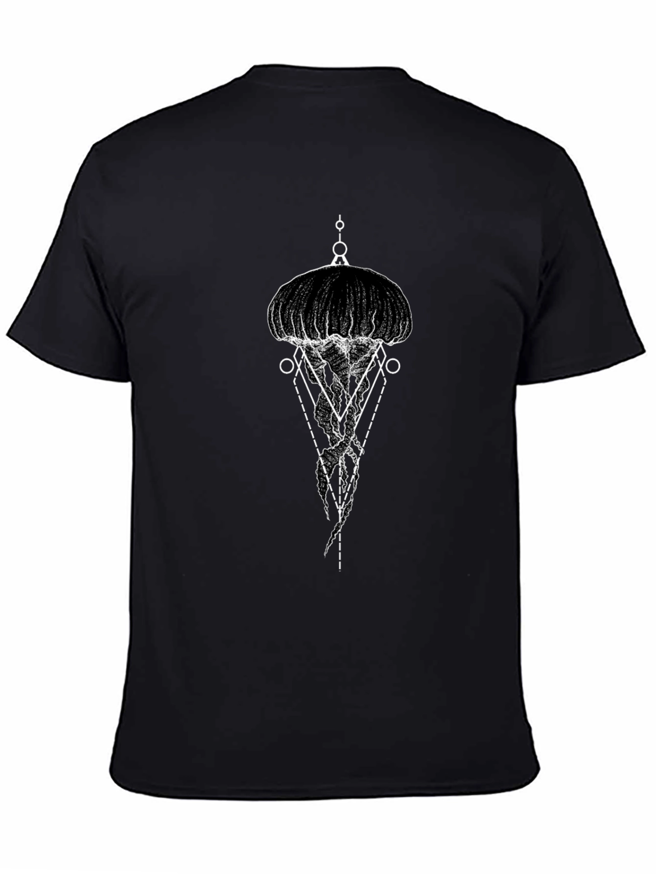 Geometric Jellyfish Graphic Tee - Black
