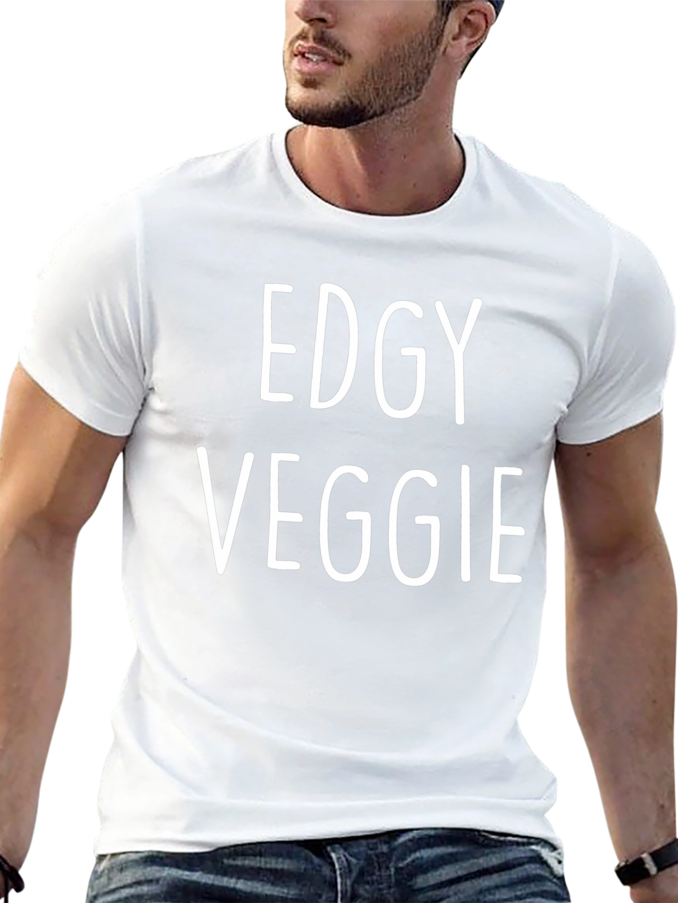 Edgy Veggie Graphic Tee - Black Cotton Blend