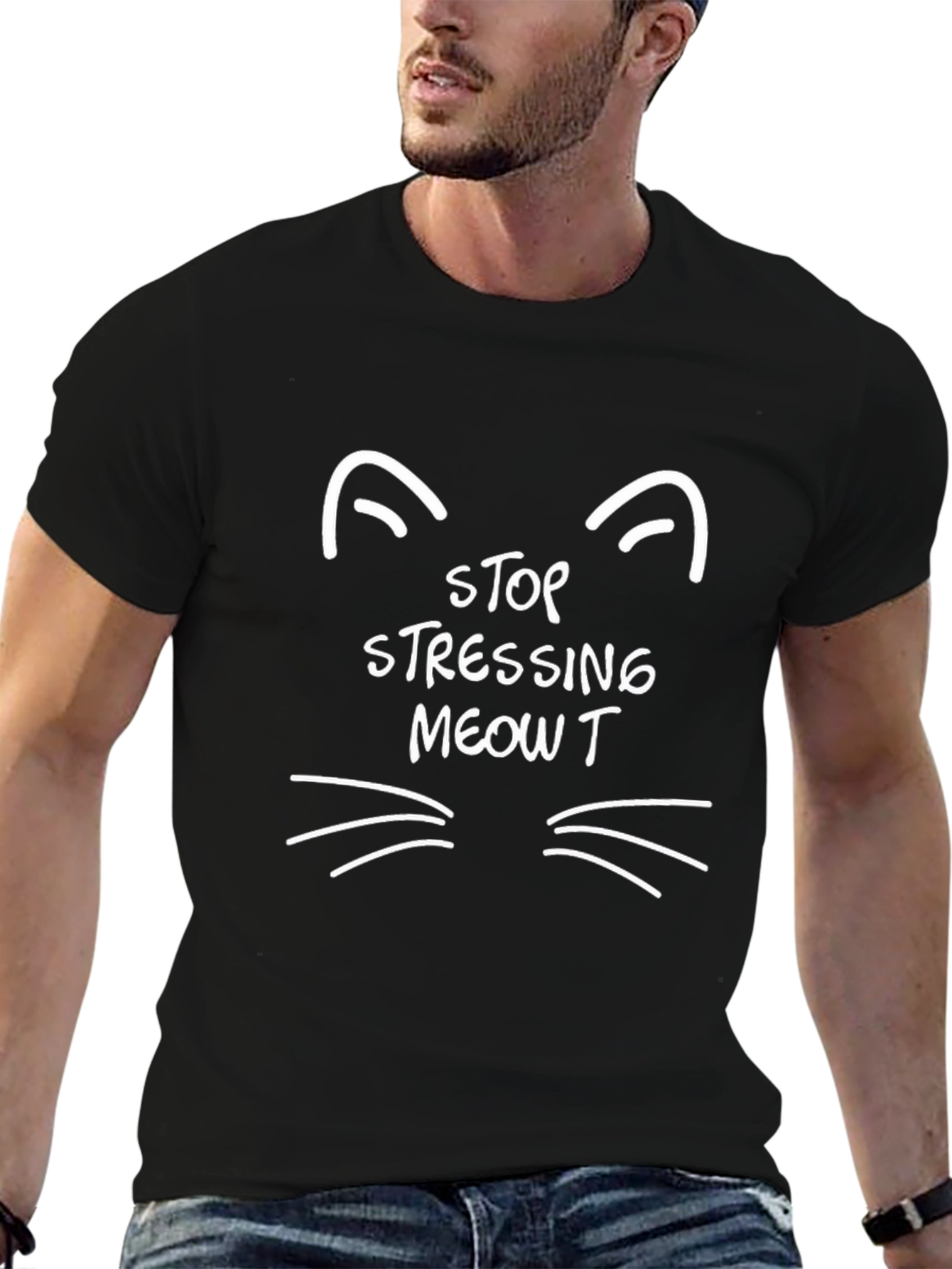 Stop Stressing Meowt Black Cat T-Shirt