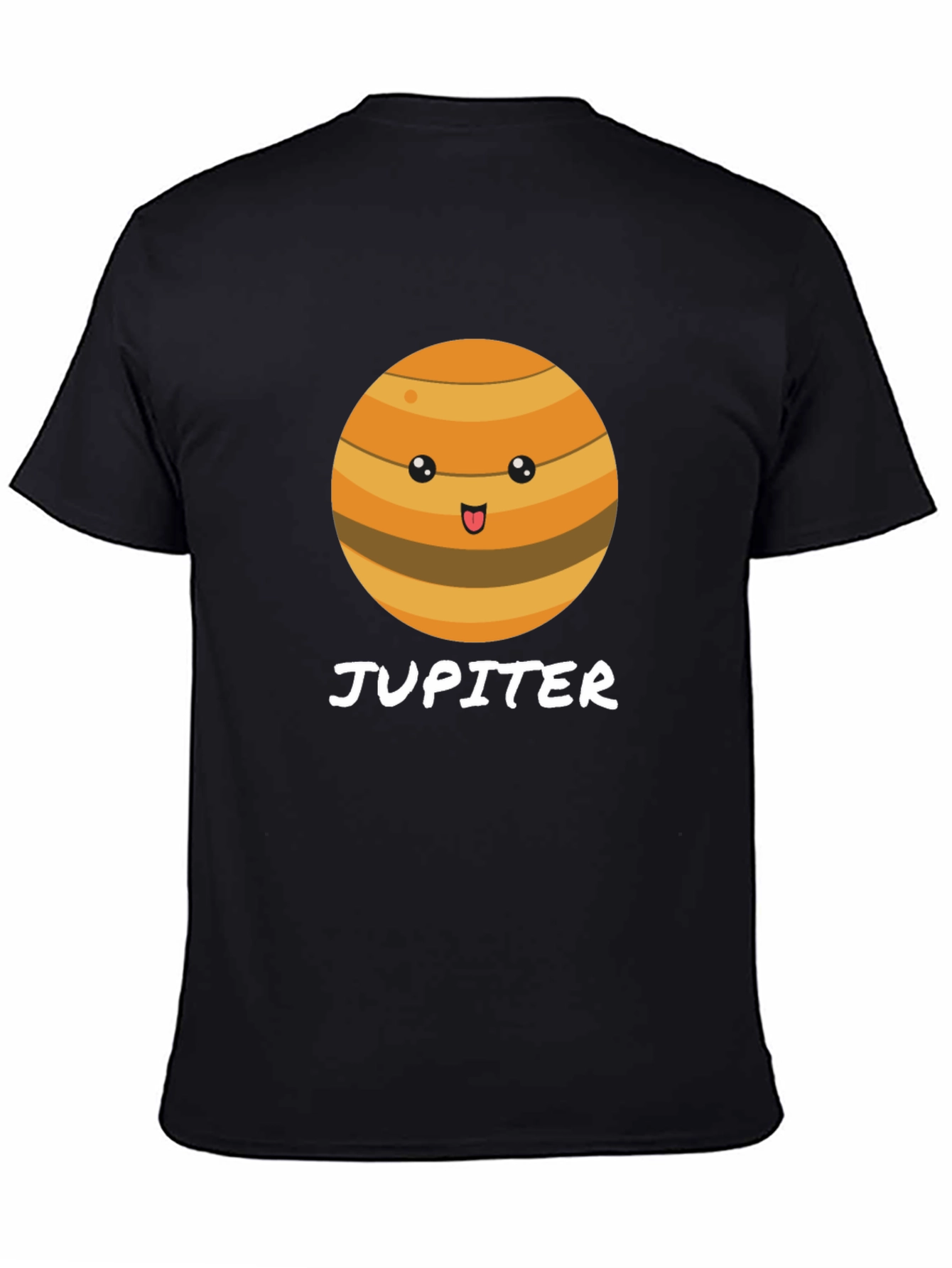 Cute Jupiter Planet Graphic Black T-Shirt