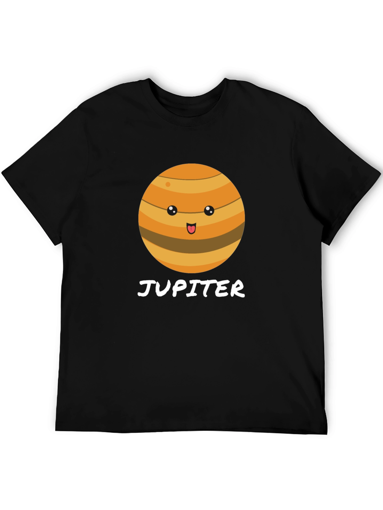 Cute Jupiter Planet Graphic Black T-Shirt