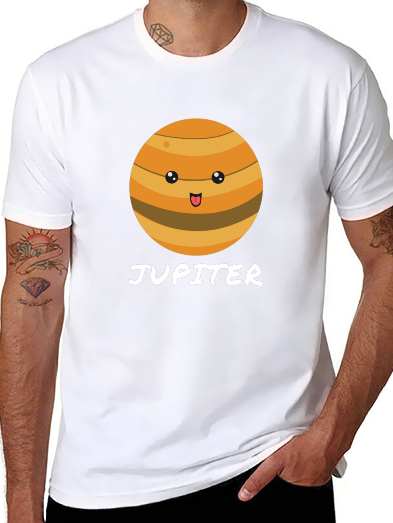 Cute Jupiter Planet Graphic Black T-Shirt