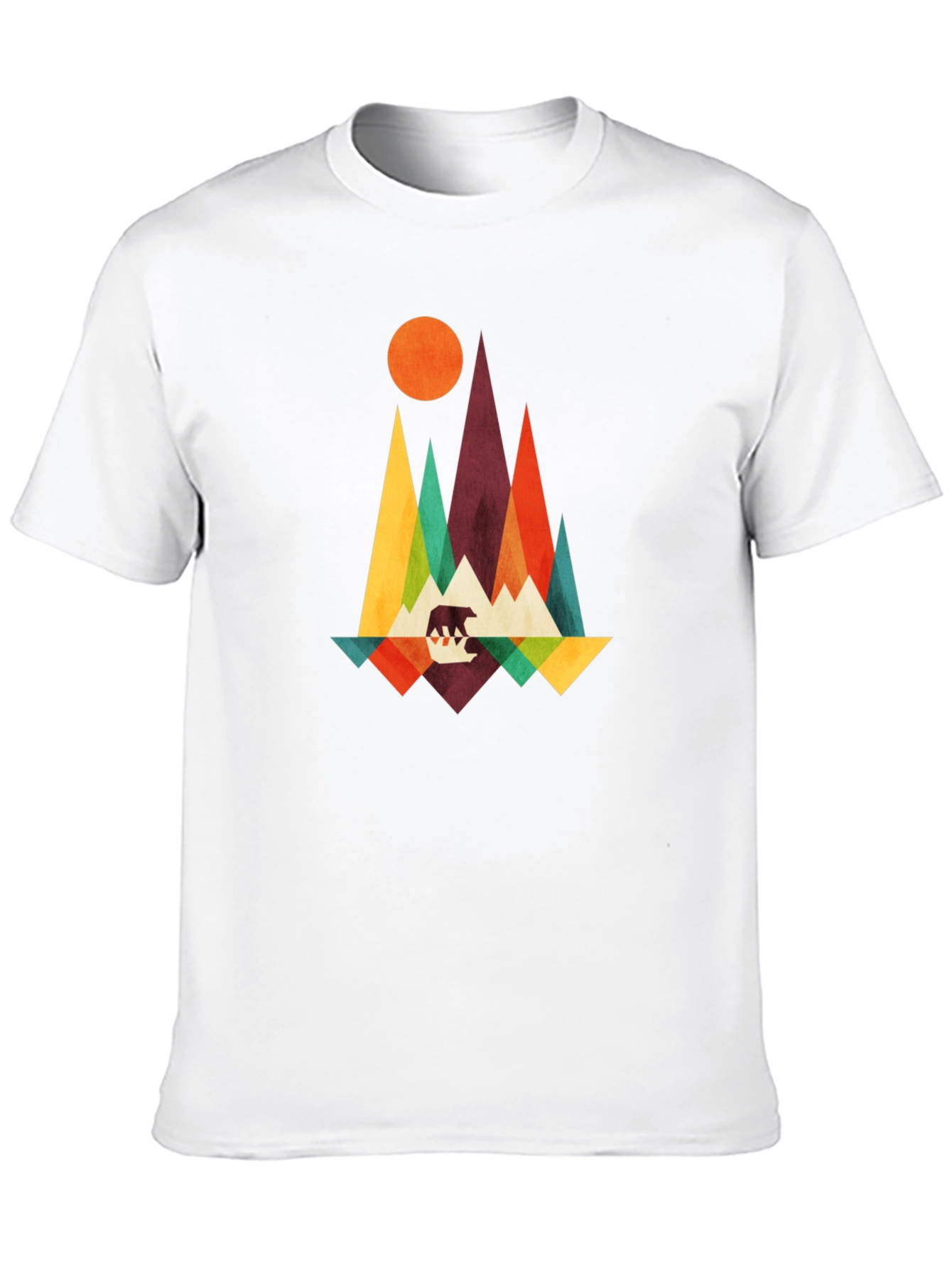 Geometric Bear Mountain Graphic Tee - Black