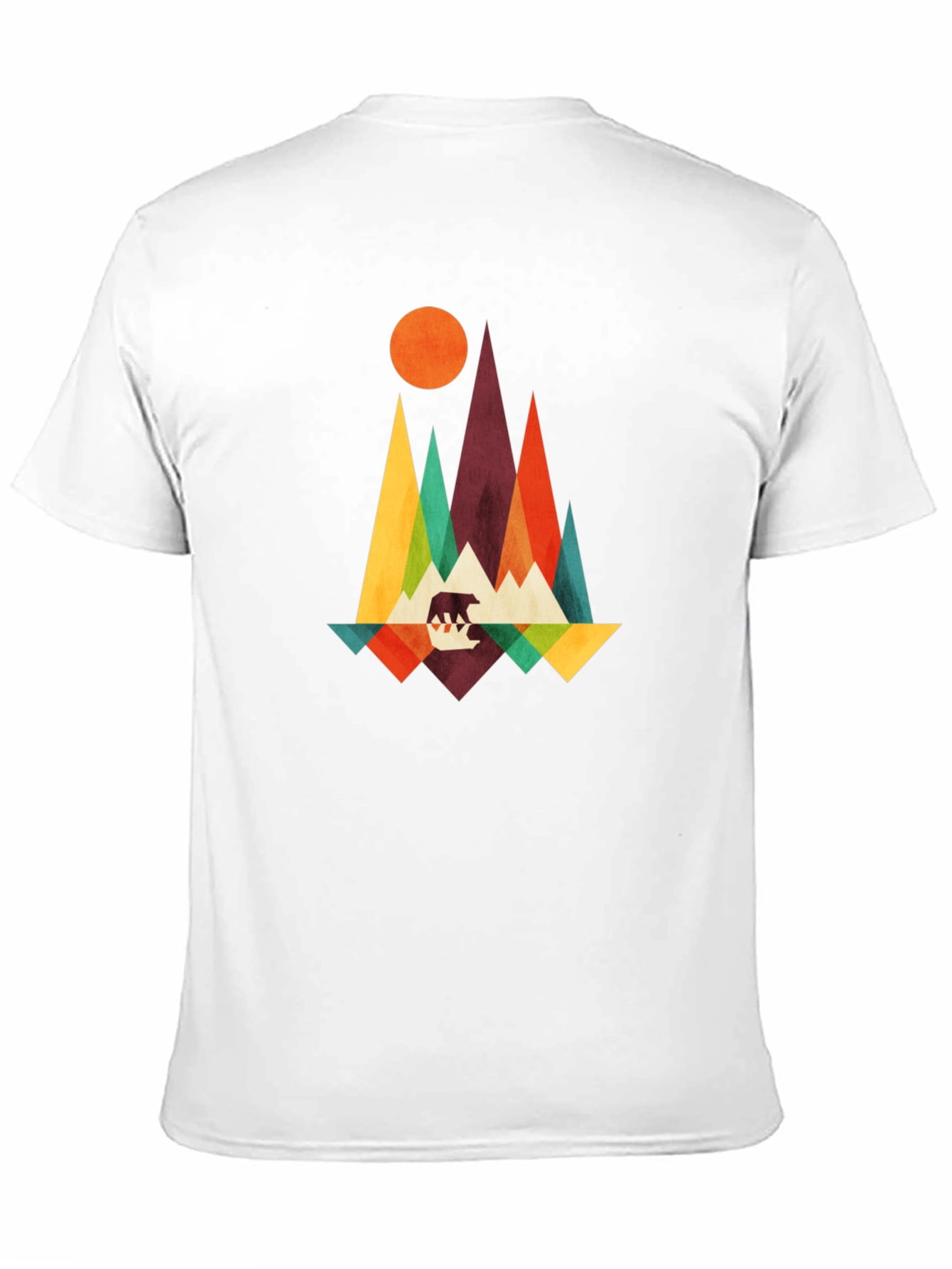Geometric Bear Mountain Graphic Tee - Black