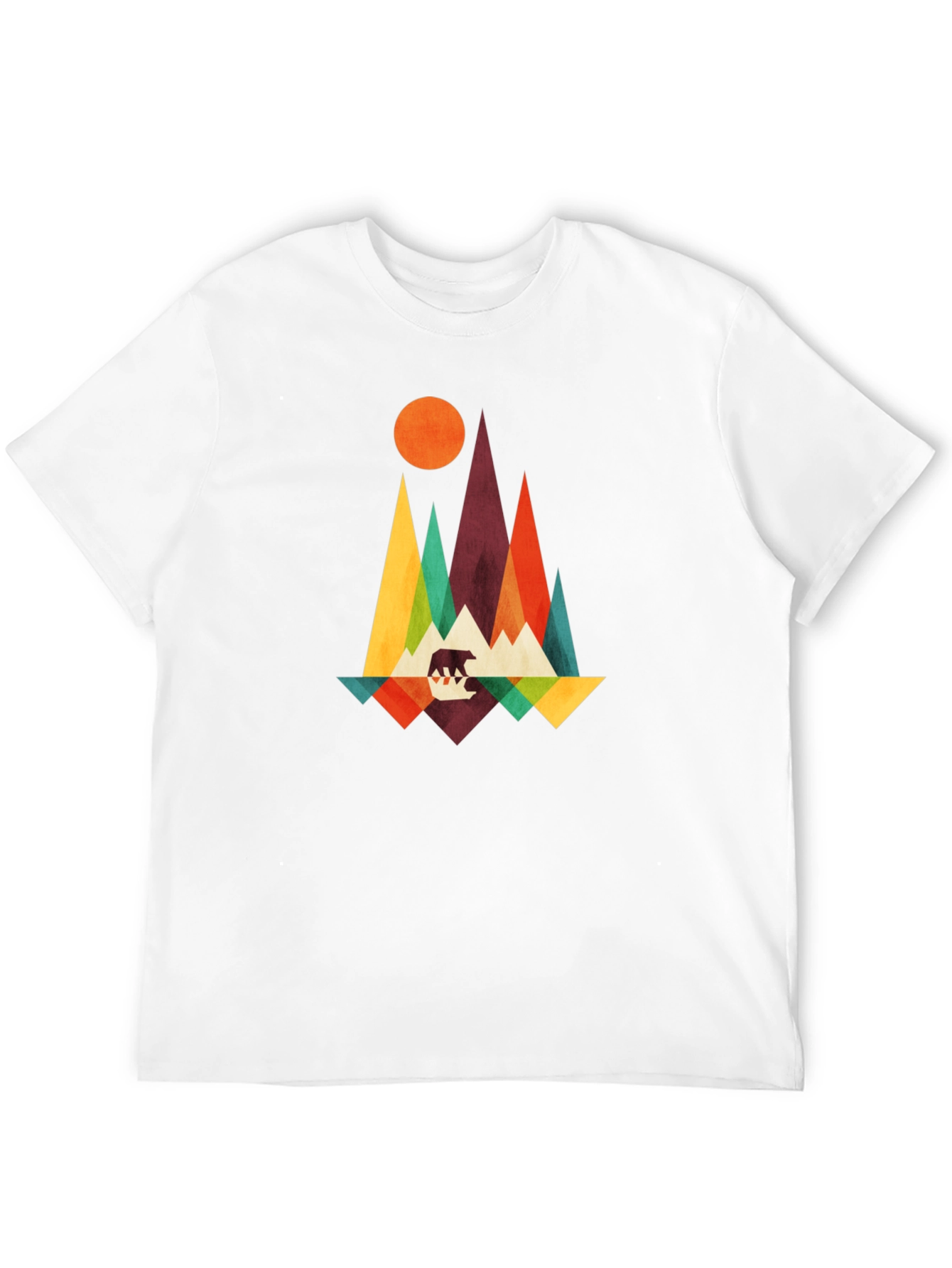 Geometric Bear Mountain Graphic Tee - Black