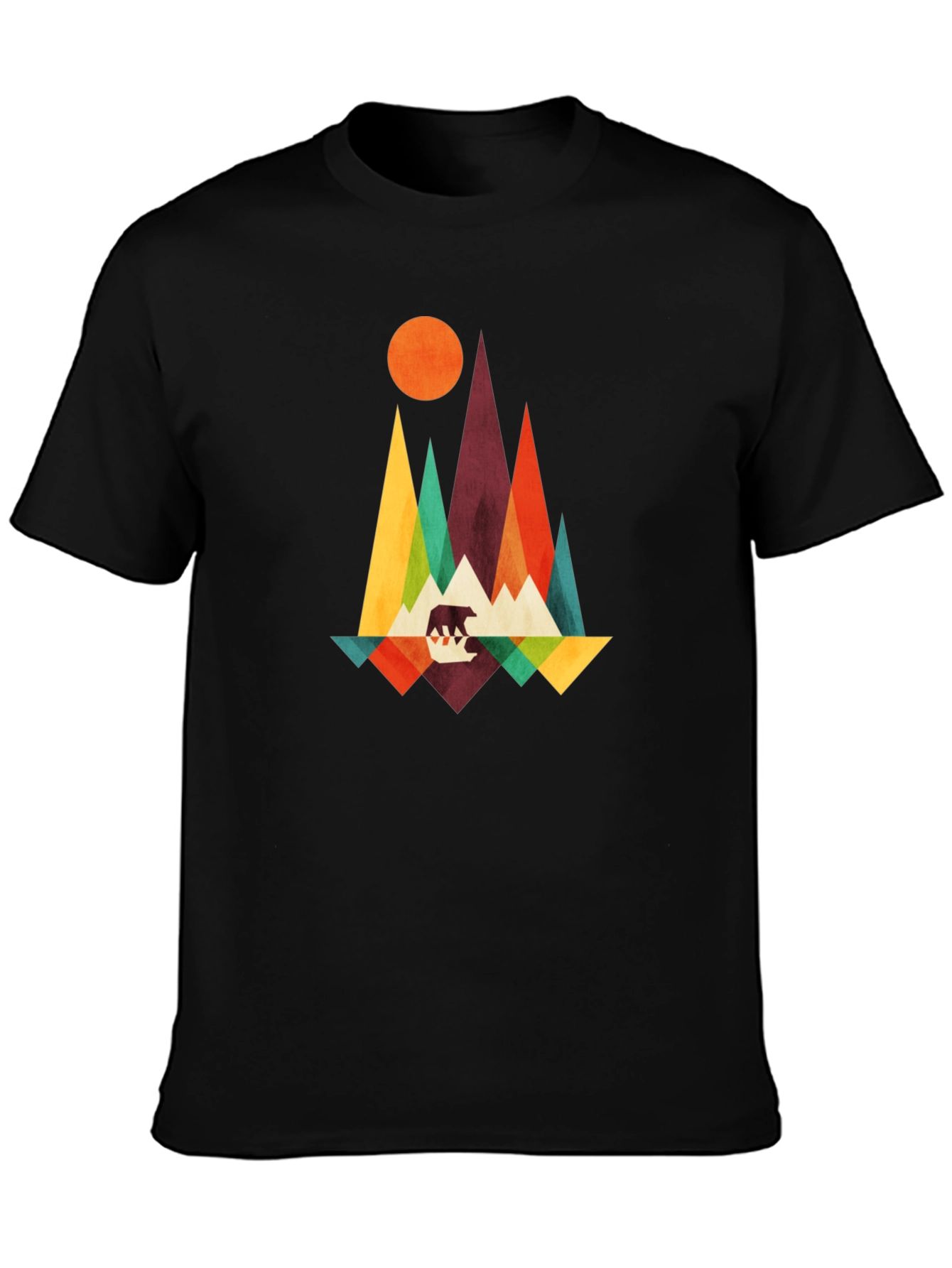 Geometric Bear Mountain Graphic Tee - Black