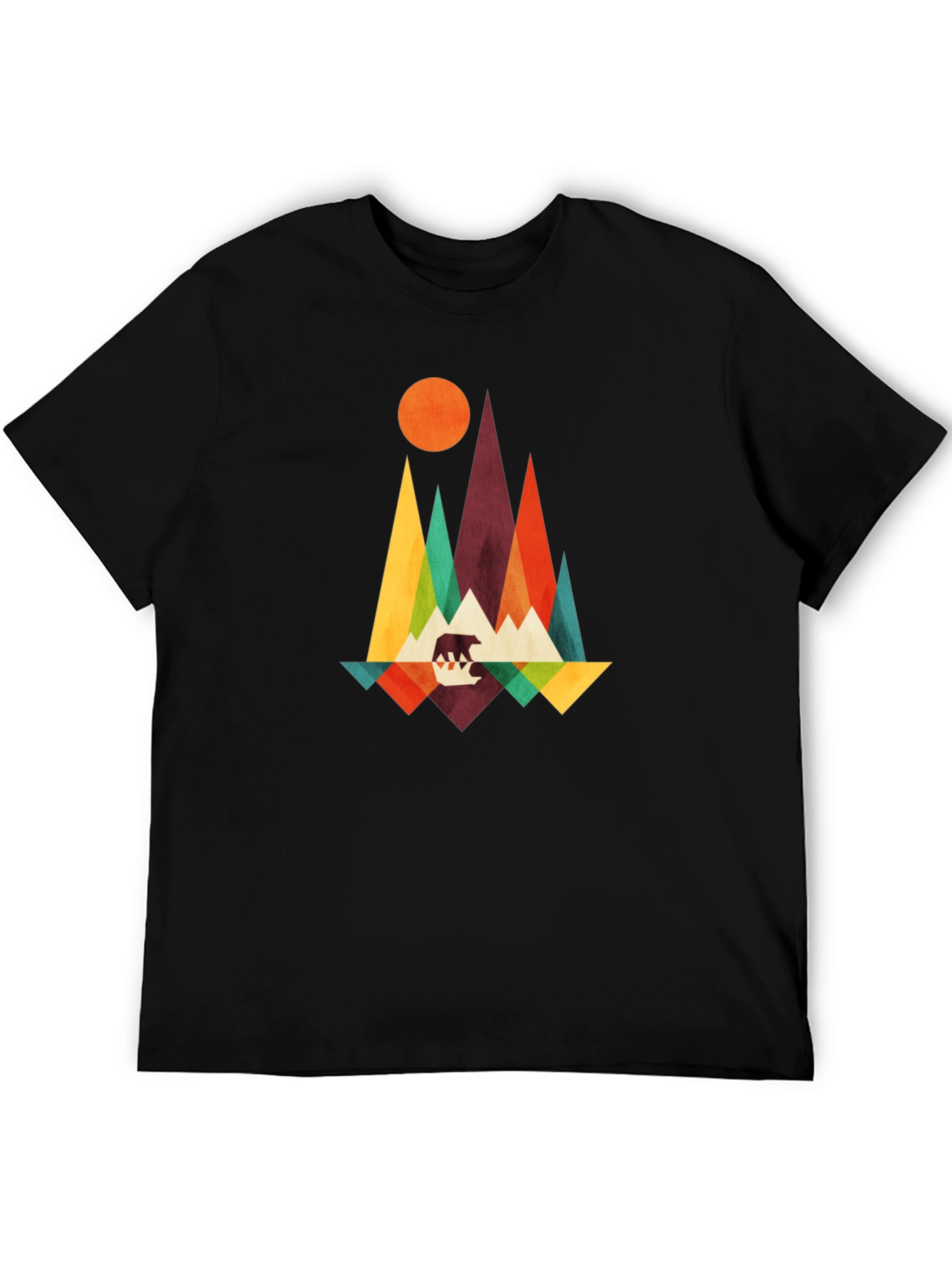 Geometric Bear Mountain Graphic Tee - Black