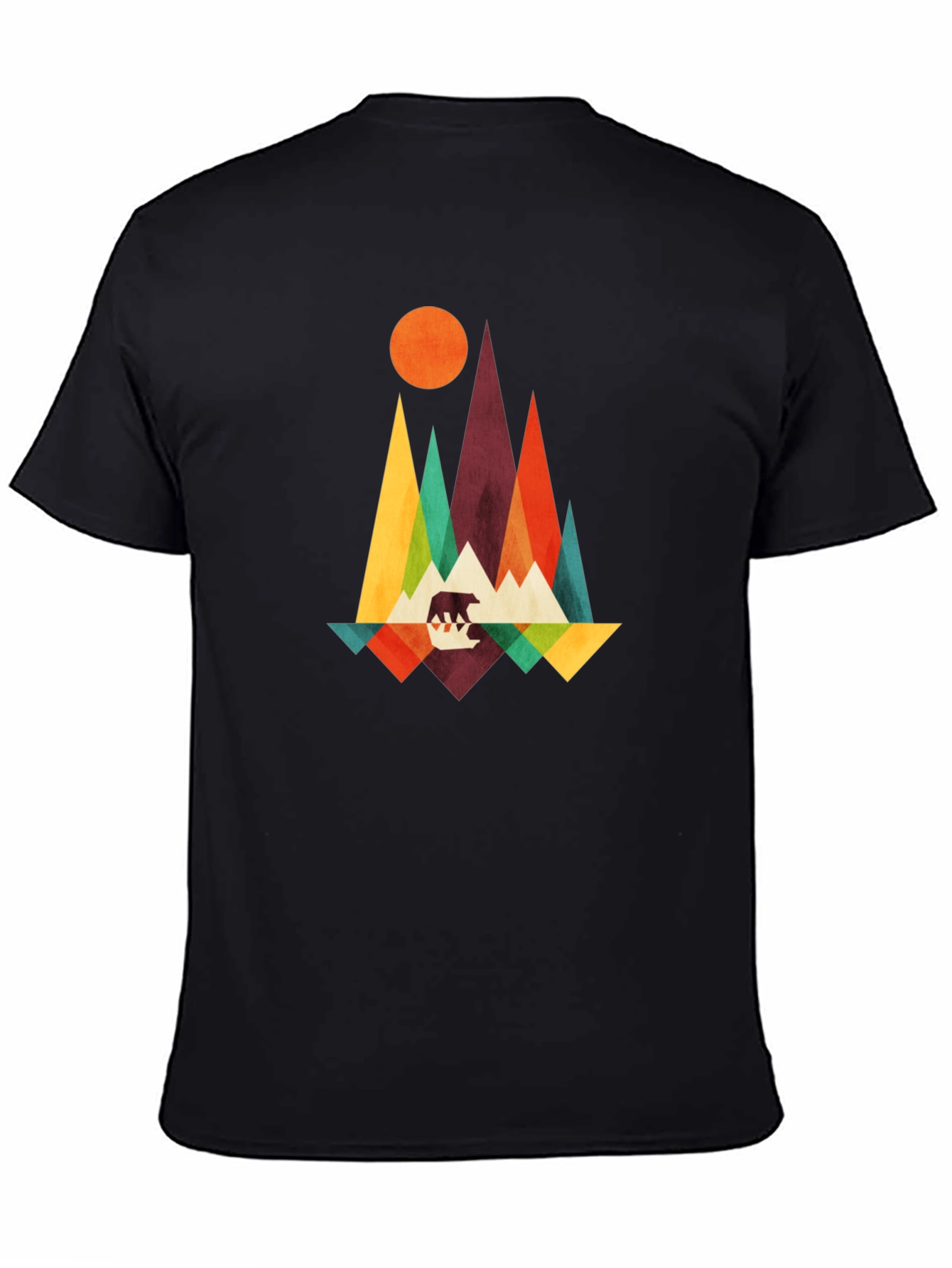 Geometric Bear Mountain Graphic Tee - Black