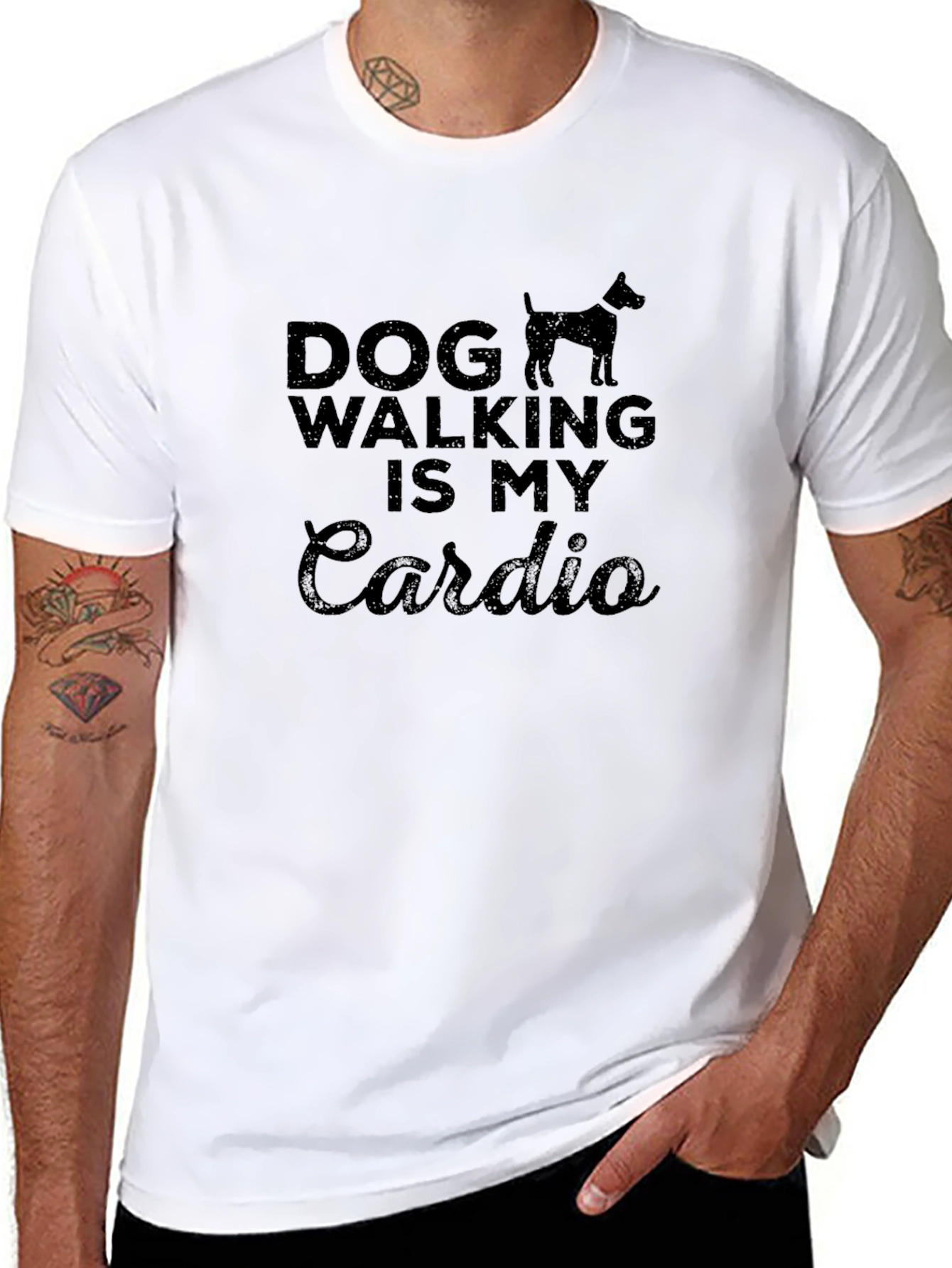 Dog Walking Is My Cardio Black T-Shirt
