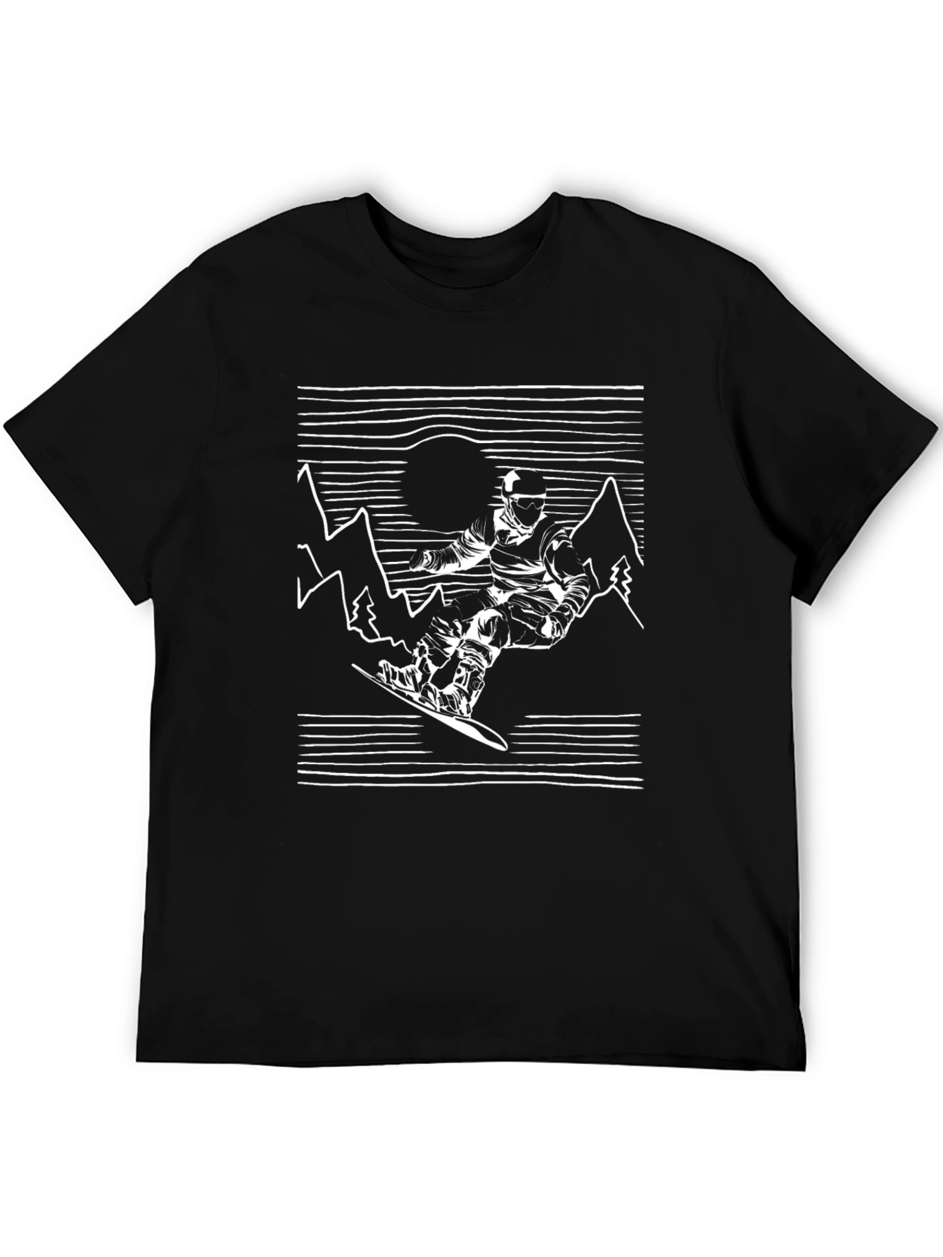 Snowboarder Graphic T-Shirt - Black Crew Neck Tee