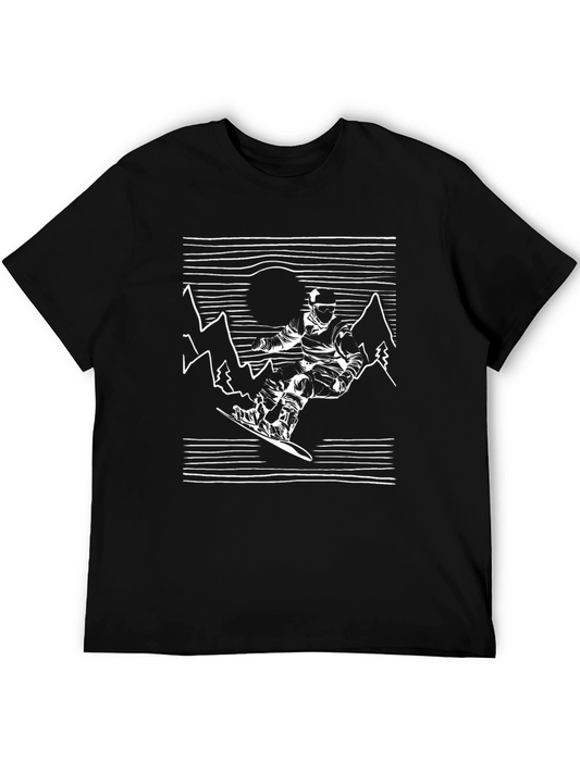 Snowboarder Graphic T-Shirt - Black Crew Neck Tee