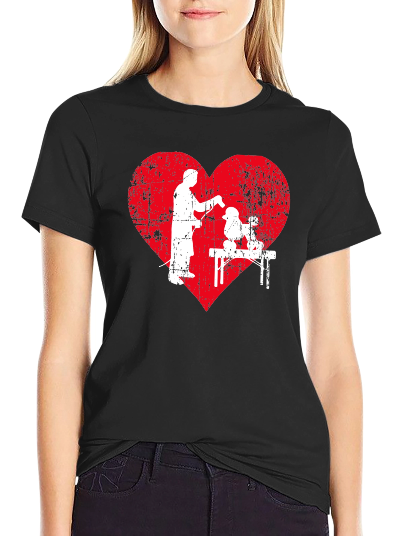 Dog Groomer Heart Graphic T-Shirt