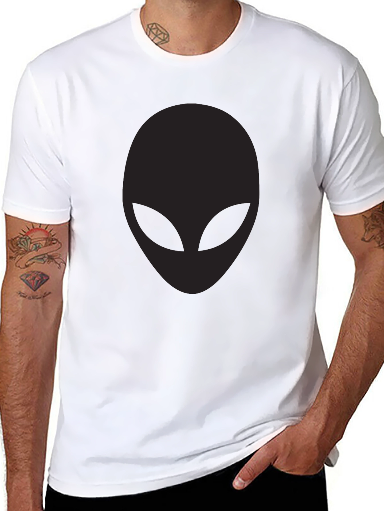 Mens Black Alien Graphic T-Shirt