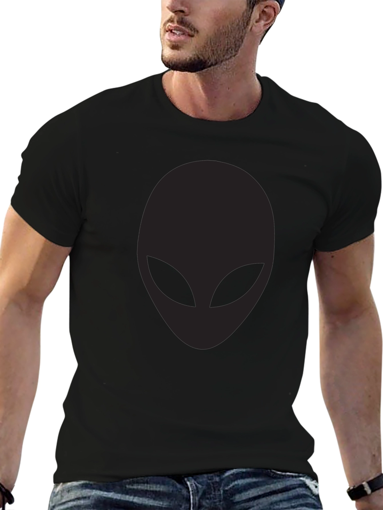 Mens Black Alien Graphic T-Shirt