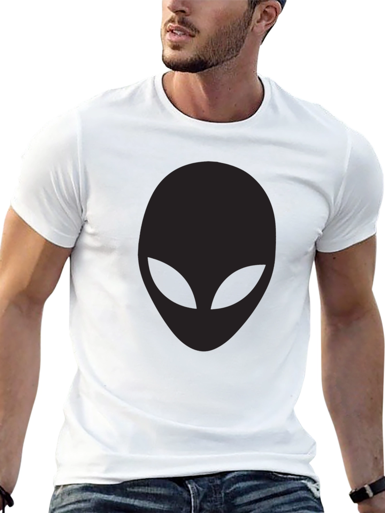 Mens Black Alien Graphic T-Shirt
