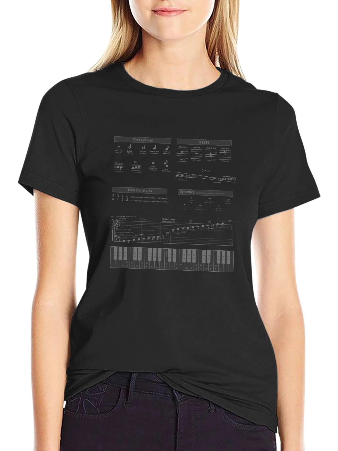 Music Theory Mens Black Graphic T-Shirt
