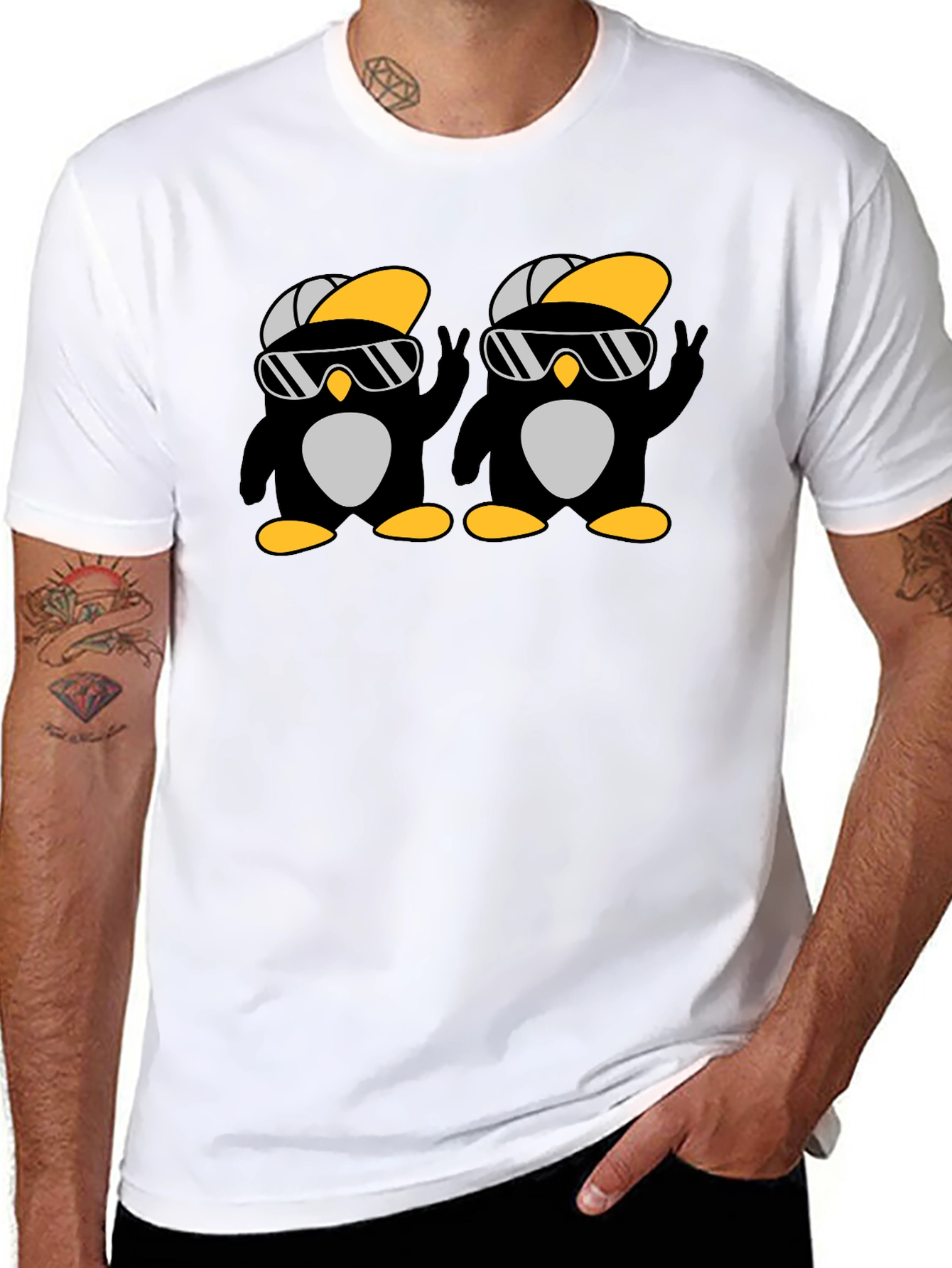 Cool Penguin Duo Black T-Shirt