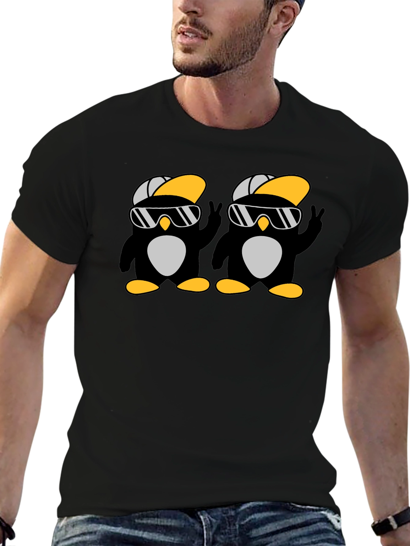 Cool Penguin Duo Black T-Shirt