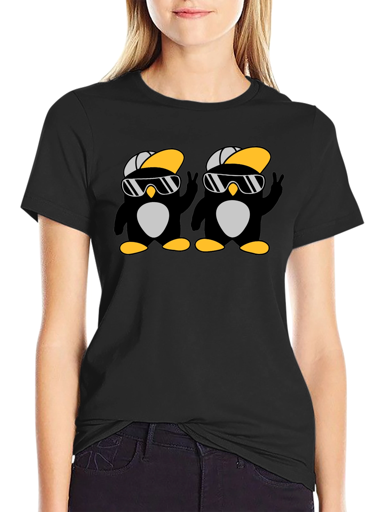 Cool Penguin Duo Black T-Shirt