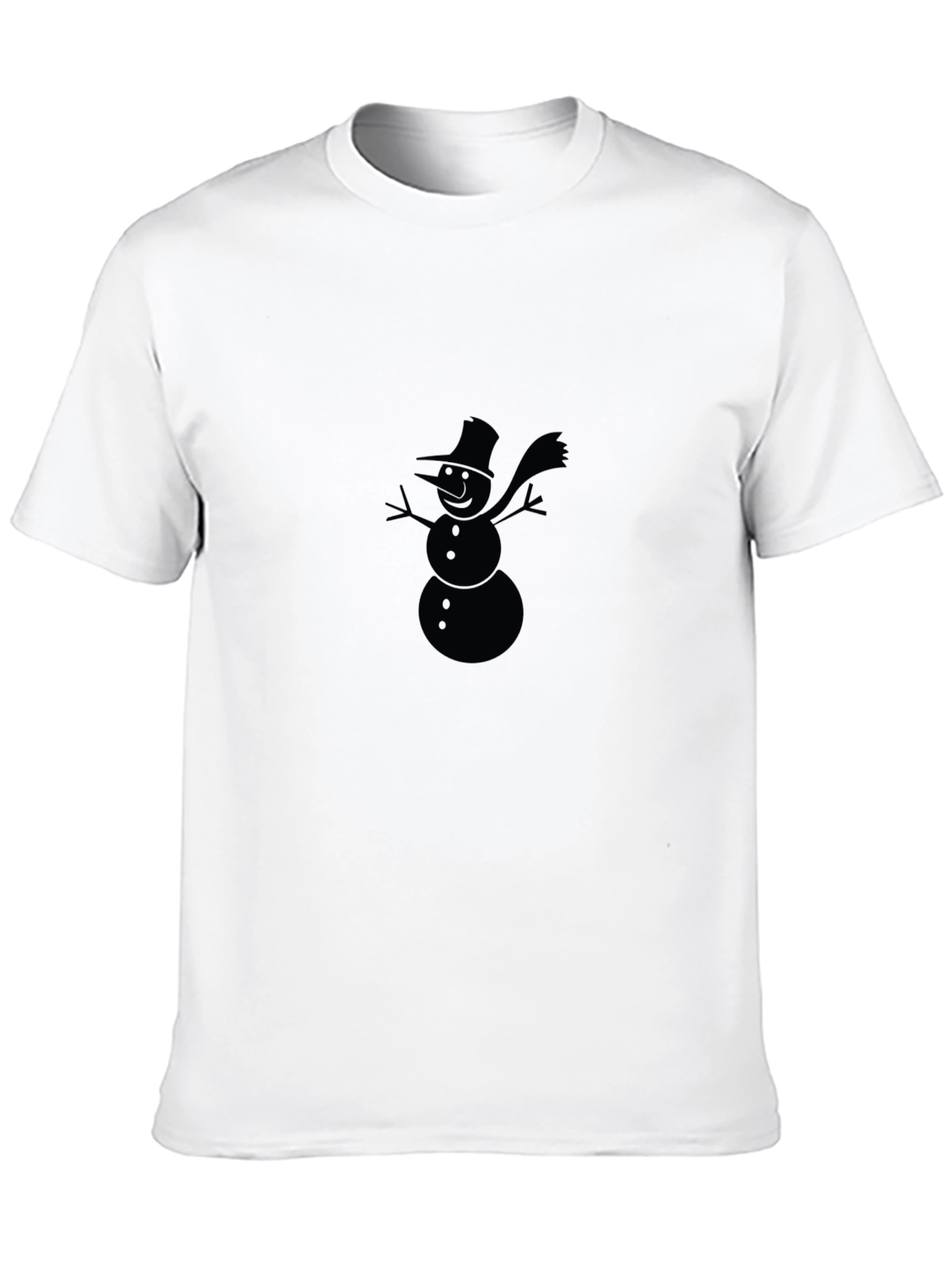 Snowman Graphic Tee - Black Cotton Holiday Shirt