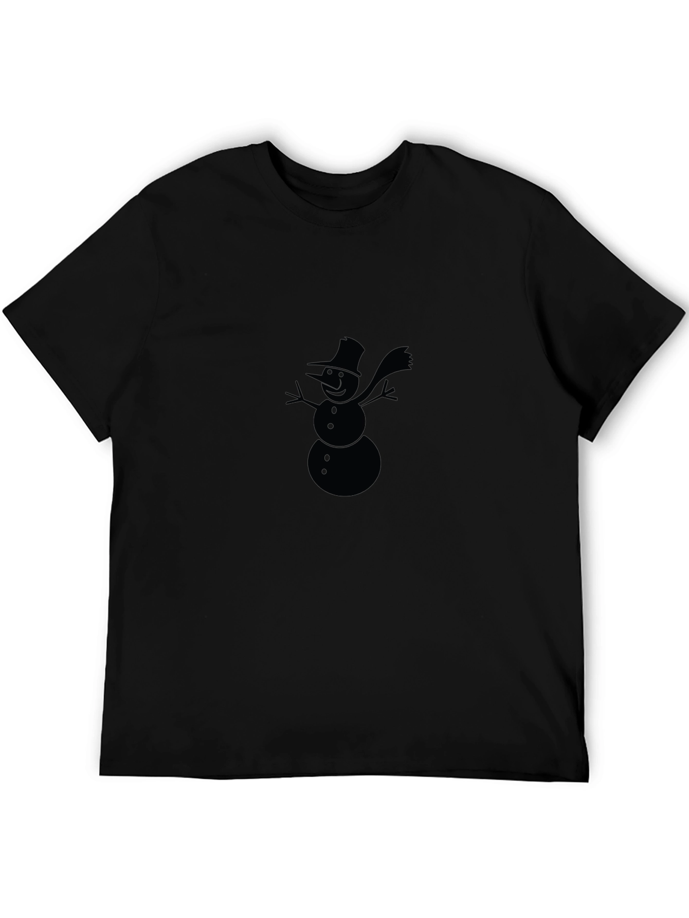 Snowman Graphic Tee - Black Cotton Holiday Shirt